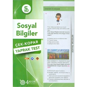 4 Adım Yayınları 4 Adım 5. Sınıf Sosyal Bilgiler Çek Kopar Yaprak Test