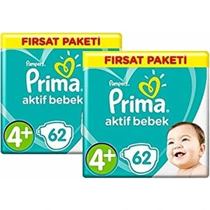 Aktif Bebek 4+ Beden Maxi Plus 124 Adet Bebek Bezi