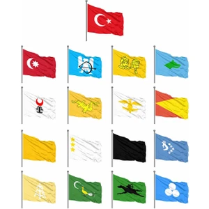 Eski Türk Devletleri 17'li Gönder Bayrağı Seti 50x75cm - Gönder Bayrak Markalı