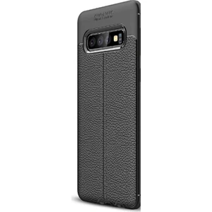 Case Street Samsung Galaxy S10 Plus Kılıf Niss Silikon Deri Görünümlü Siyah
