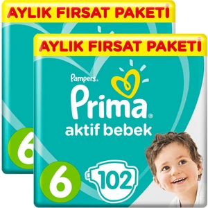 Aktif Bebek Bezi 6 Beden X Large 2 Aylık Fırsat Paketi 204'lü