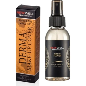 New Well Derma Yoğun Kapatıcı Fondöten Bronze + Makyaj Sabitleyici Fixator 100 ml