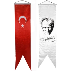 Kırlangıç Bayrak 50X200Cm. İkili Takım - Atatürk & Türk Bayrağı
