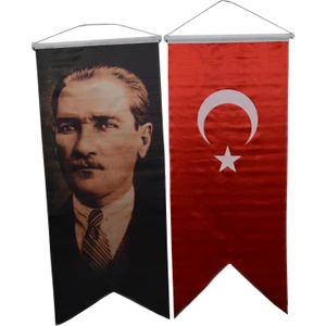 Kırlangıç Türk Bayrağı Ve Atatürk Resmi 50X120 Cm.