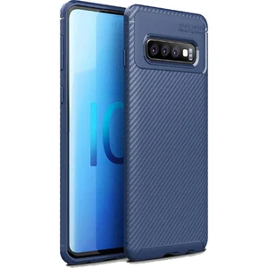Case 4U Samsung Galaxy S10 Plus Kılıf Karbon Desenli Sert Silikon Arka Kapak - Negro Lacivert