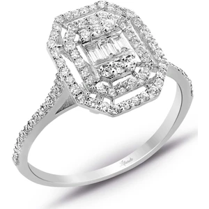 0.45 Ct Modern Tasarım Baget Kare Tektaş Yüzük