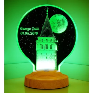 Sevgi Lambası Yeni Galata Kulesi Kişiye Özel İsimli Led Fotolamba