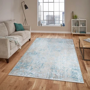 Deniz QK 8960 Gri/Mavi 155 x 230 cm Saçaklı Modern Halı