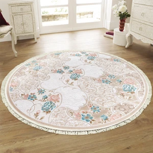 Ruby HA 9677 Krem/Pembe 114 x 114 cm Daire Saçaklı Modern Halı