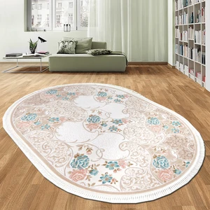 Ruby HA 9677 Krem/Pembe 114 x 190 cm Oval Saçaklı Modern Halı