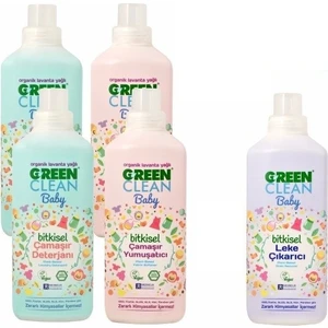 U Green Clean Baby Bitkisel Çamaşır Deterjanı Ve Yumuşatıcı 4'lü Paket Ve  Leke Çıkarıcı