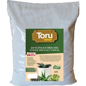 Toru Bahçe Zenginleştirilmiş 5 lt Saksı Yüksek Drenajlı Toprak Lıthops, Succulent, Aloevera Ve Teraryum