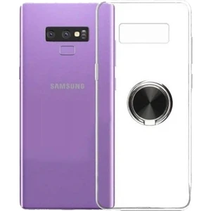 Coverzone Samsung Galaxy J6 PLUS Kılıf Şeffaf Yüzük Tutucu Standlı Kılıf + Nano Glass Nano Ekran Koruma