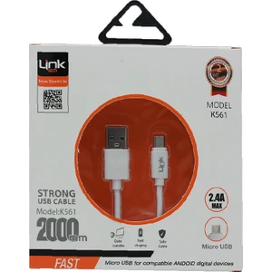 Linktech K561 Android Micro USB Şarj/Senkronizasyon Kablosu 2000 mm