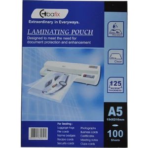 154-216 Laminasyon Filmi A5 125 Micron 100 LÜ (1 paket 100 adet)
