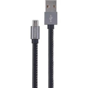 3A 60W UsbA to Micro Deri Kaplama Hızlı Şarj ve Data Kablosu 1.2m Siyah DLC2518B/97