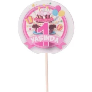 Event Party Store 1 Yaşında Pembe Kürdan 20'li