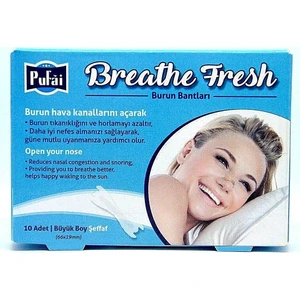 Breathe Fresh Burun Bandı Şeffaf Büyük Boy 66Mm 19Mm 10 Adet 1 Kutu