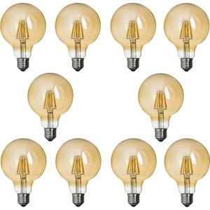 G95 Flamanlı Rustik 6W Led Ampul 10'lu Dekoratif Vintage Aydınlatma Amber Rengi