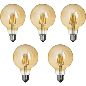 G95 Flamanlı Rustik 6W Led Ampul 5'li Dekoratif Vintage Aydınlatma Amber Rengi