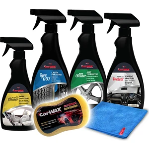 4'lü Set Detaylı Lastik Jant Torpido) Mikrofiber Bez & Uygulama Süngeri )