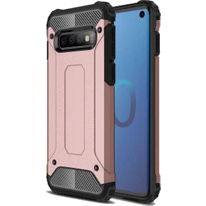 Case 4U Galaxy S10 Plus Kılıf Çift Katmanlı Zırh Koruma Tank Crash Arka Kapak Rose Gold