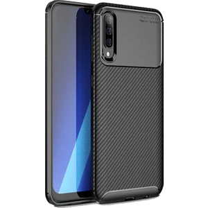 Case 4U A50s / A30s / A50 Uyumlu Kılıf Rugged Armor Karbon Desenli Lüx Negro Silikon Arka Kapak Siyah