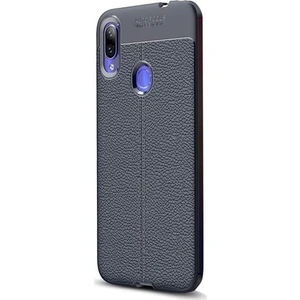 Case 4U Xiaomi Redmi Note 7 Kılıf Rugan Armor Deri Görünümlü Yüksek Kalite Silikon Niss Lacivert