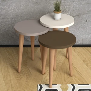 Monte Sehpa Soul Zigon Sehpa- Krem Cappuccino Kahve