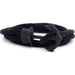 Büyük Metal Çapalı Siyah Sarma  Erkek Bileklik Bt580