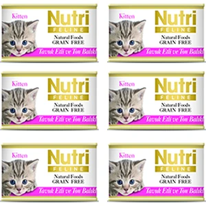 Nutri Feline Kitten Tavuk Eti & Ton Balığı Konserve Yavru Kedi Maması 85 gr 6 Adet