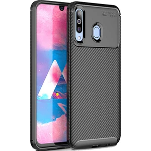 Case 4U M30 Uyumlu Kılıf Rugged Armor Karbon Desenli Lüx Negro Silikon Arka Kapak Siyah