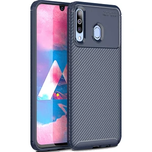 Case 4U M30 Uyumlu Kılıf Rugged Armor Karbon Desenli Lüx Negro Silikon Arka Kapak Lacivert