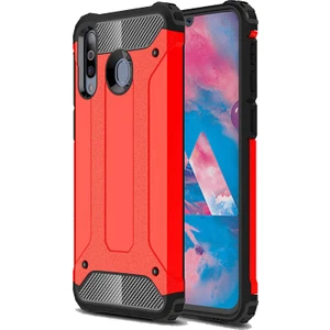 Case 4U Galaxy M30 Kılıf Çift Katmanlı Zırh Koruma Tank Crash Arka Kapak Kırmızı