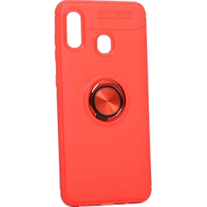 Case 4U Samsung Galaxy A20 - A30 Kılıf Autofocus Shockprof Ravel Yüzüklü Standlı Slikon Kapak Kırmızı