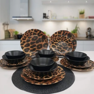 Keraart 24 Parça 6 Kişilik Yemek Takımı Leopar Desenli