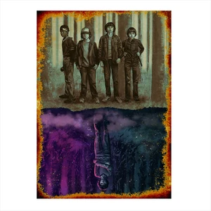 Ahşap Tablo Eskitilmiş Stranger Things Poster