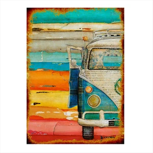 Ahşap Tablo Nostaljik Volkswagen Minibüs