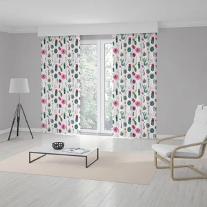 Kaktüs Desenli Dijital Baskılı 3D Fon Perde - 140 x 260 cm