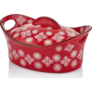 Kırmızı Oval Büyük Tencere 31 x 22 x 15 cm