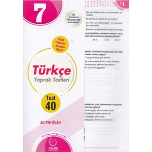 Palme Yayıncılık 7 Sınıf Türkçe Yaprak Test