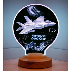Sevgi Lambası F35 Savaş Uçağı Kişiye Özel Uçak Led Lamba
