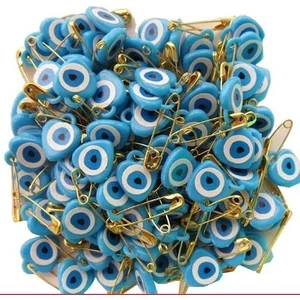 Plastik Nazar Boncuğu İğneli 50 li Açık Mavi