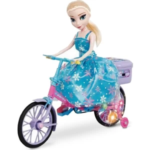 Hyd Frozen Karlar Ülkesi Elsa Bebek Müzikli Işıklı Bisikletli Pilli Elsa Oyuncak Bebek