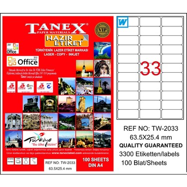 Tanex Lazer Etiket 63,5*25,4 Tw-2033 Fiyatı - Taksit Seçenekleri