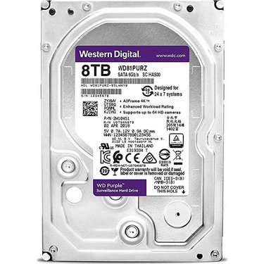 WD Purple 8TB 3.5 5400RPM 256MB Sata 3 (WD81PURZ) Fiyatı