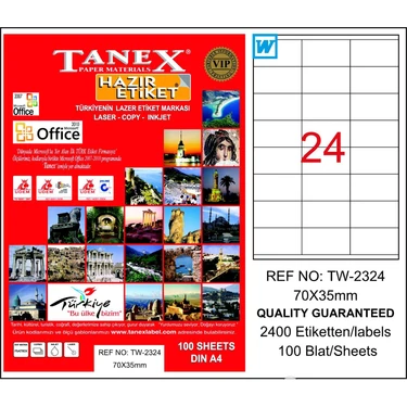 Tanex TW-2324 70x35 mm Laser Etiket 100 Ad. Fiyatı