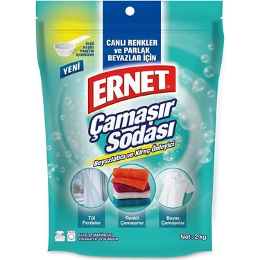 Ernet Çamaşır Sodası 2 Kg Canlı Renkler ve Parlak Beyazlar İçin Kireç Önleyici
