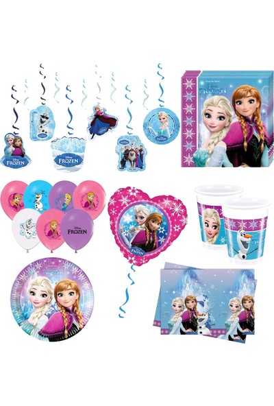 Balonpark 8 kişilik Elsa Frozen Karlar Ülkesi Anna Parti Malzemeleri Doğum Günü Seti
