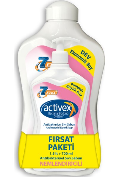 Activex Antibakteriyel Sıvı Sabun Nemlendiricili 1.5 lt & 700 ml Fırsat Paketi